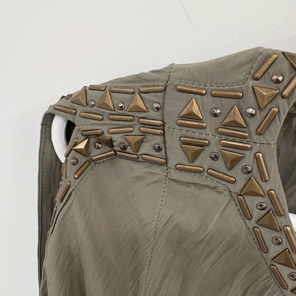 Ramy Brook Olive Green Clara Embellished Slit Sleeve Top Size Small - Picture 8 of 16